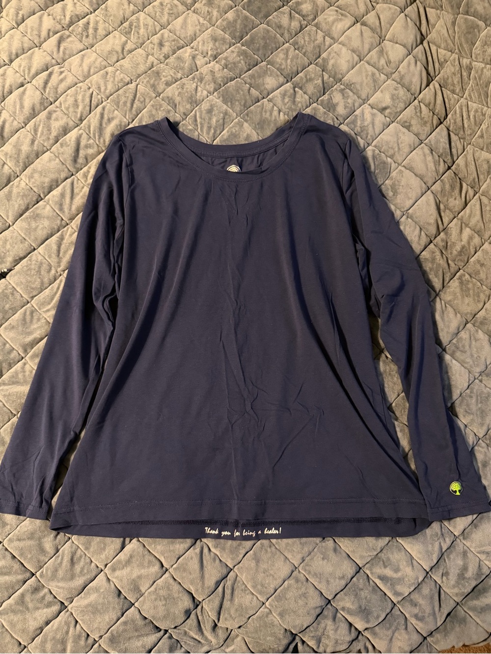 Healing Hands Women's Navy Long-Sleeve Crewneck Under Scrub Top